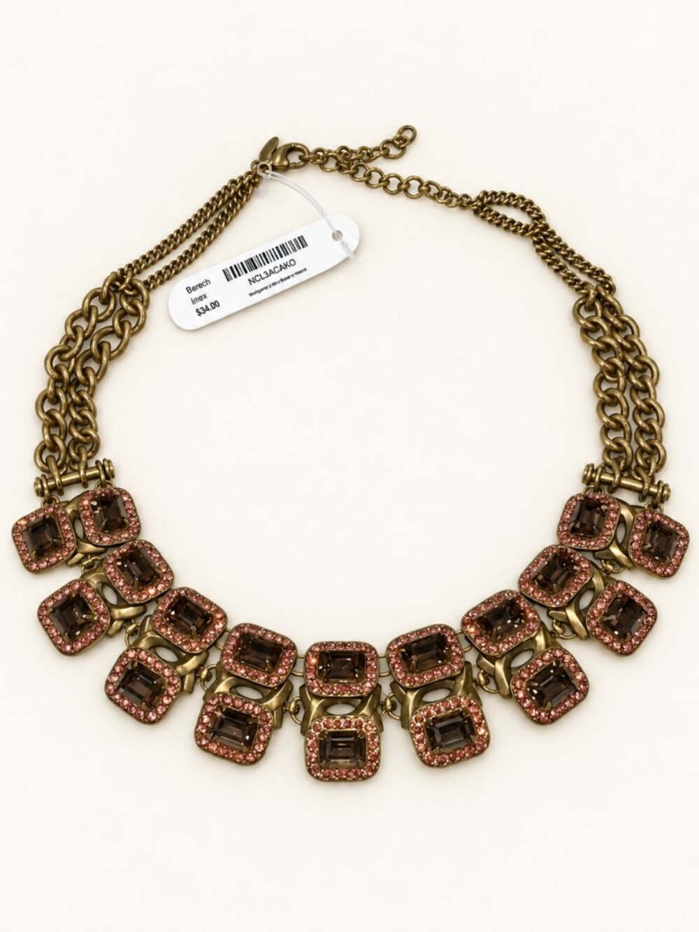 NWT Sorrelli Gold and Pink Necklace with Intricate Design